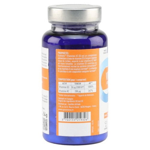 Granions K2-D3 : Soutien Osseux & Immunité - 2000 UI D3 - 60 Comprimés