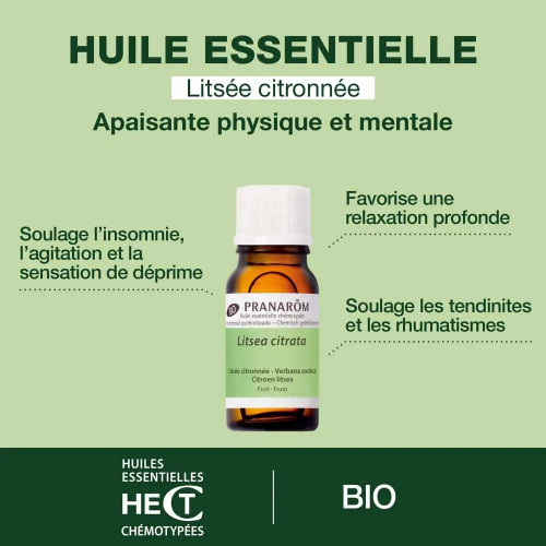 Litsée Citronnée Bio Pranarôm - 10ml - Anti-stress & Pure Naturelle