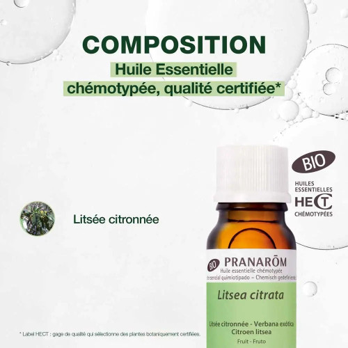 Litsée Citronnée Bio Pranarôm - 10ml - Anti-stress & Pure Naturelle