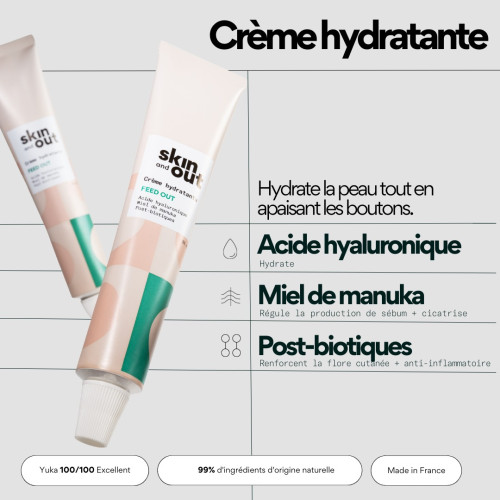 Crème hydratante SKIN&OUT pour peaux imperfections - 99% naturel