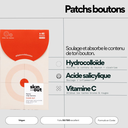 Patchs anti-boutons SKIN&OUT : 23 patchs cicatrisation rapide