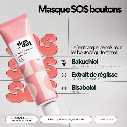 Masque SOS Boutons Skin&Out : Apaisement naturel contre l'acné