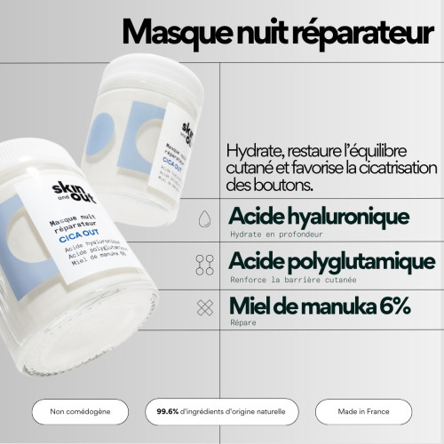 SKIN&OUT Masque Nuit Répar : Cicatrisation & Hydratation Profonde