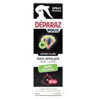 Lotion Déparaz Poux Flash 150ml - Élimine poux et lentes efficacement
