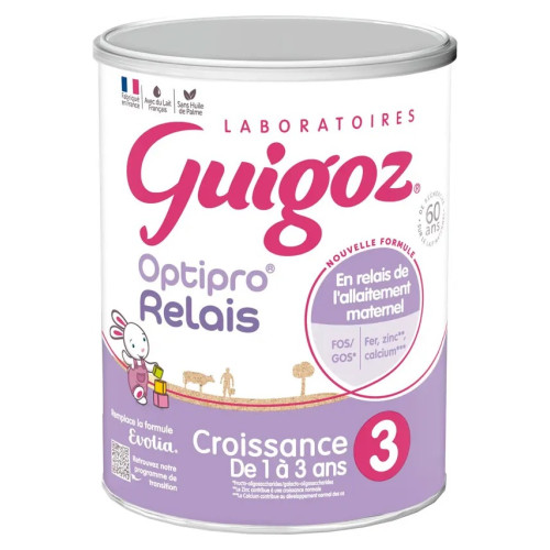 Lait Guigoz Relais 3 : Croissance optimale 1-3 ans, protéines adaptées