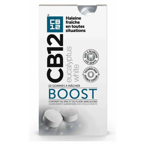 CB12 Gommes Eucalyptus : Fraîcheur 12h, dents blanches - x10