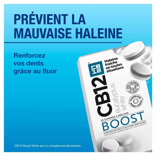 CB12 Gommes Eucalyptus : Fraîcheur 12h, dents blanches - x10