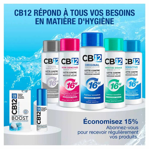 CB12 Gommes Eucalyptus : Fraîcheur 12h, dents blanches - x10