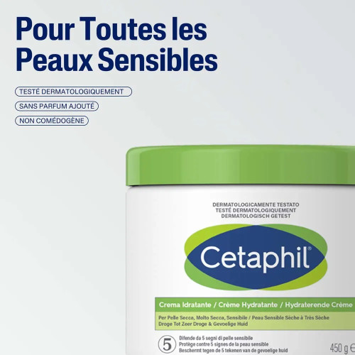 Cetaphil Crème Corps : Hydratation 24h Peaux Sèches & Sensibles 450g