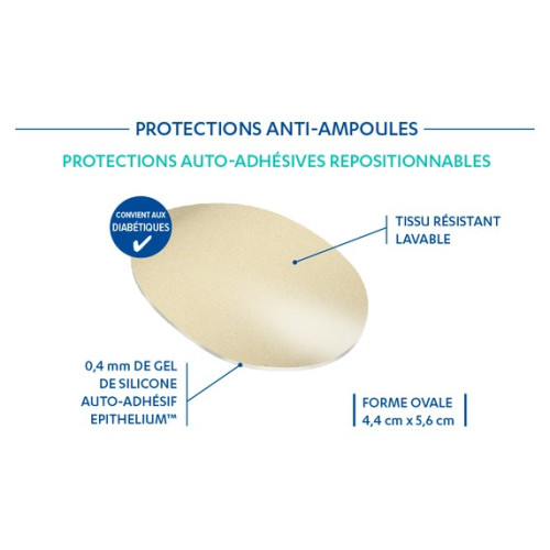 Anti-ampoules Epitact - Gel auto-adhésif - 2 protections lavables