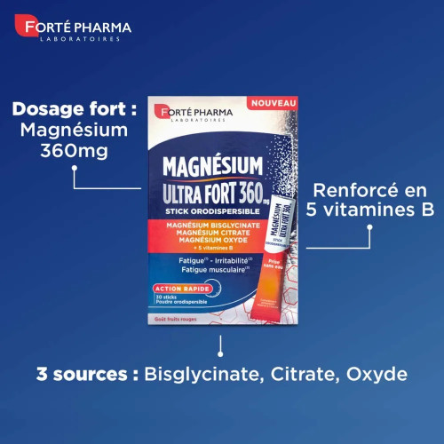 Magnésium Ultra Fort 360mg - Sticks Orodispersibles | Fatigue & Stress