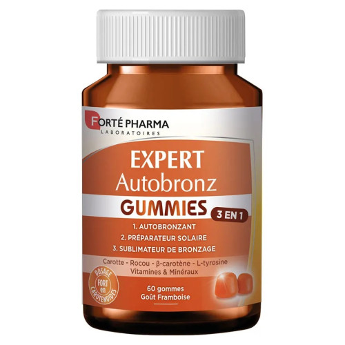 Gommes AutoBronz : Teint hâlé naturel avec 60 gommes Forté Pharma