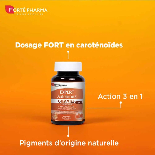 Gommes AutoBronz : Teint hâlé naturel avec 60 gommes Forté Pharma
