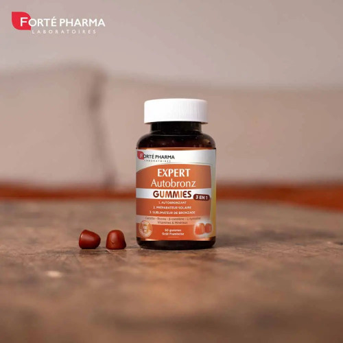 Gommes AutoBronz : Teint hâlé naturel avec 60 gommes Forté Pharma