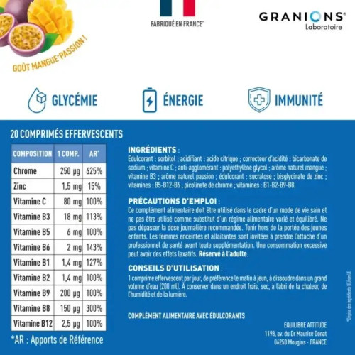 Granions Chrome : Équilibre glycémie & énergie en effervescent