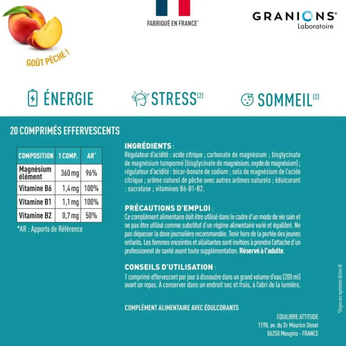 Magnésium Bisglycinate 360mg Granions : Énergie & Réduction Fatigue