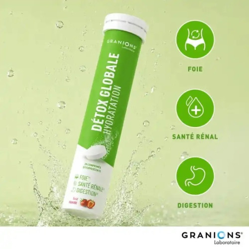 Granions Détox Globale : Cure Détox Effervescente Foie & Reins