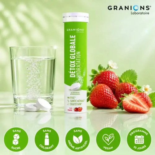 Granions Détox Globale : Cure Détox Effervescente Foie & Reins