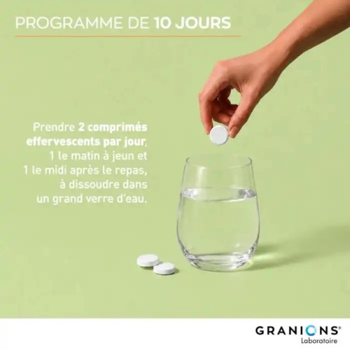 Granions Détox Globale : Cure Détox Effervescente Foie & Reins