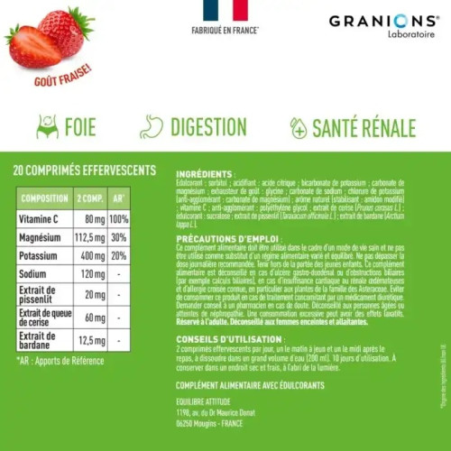 Granions Détox Globale : Cure Détox Effervescente Foie & Reins