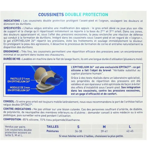 EPITACT Coussinets Double Protection L - Douleurs Hallux Valgus