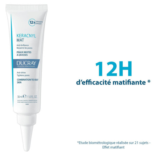 Ducray Keracnyl Crème Mat : Anti-Brillance 12h, Pores Resserés
