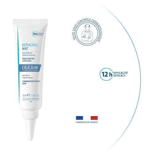 Ducray Keracnyl Crème Mat : Anti-Brillance 12h, Pores Resserés