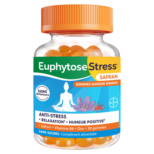 Euphytose Stress Safran : Gommes anti-stress sans sucre - 30 gommes