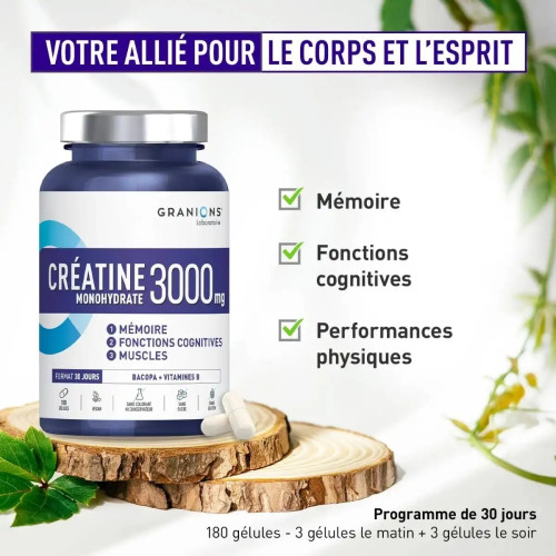 Granions Créatine 3000 mg : Boostez mémoire & performance physique