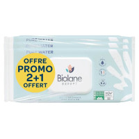 Lingettes Biolane Pure Water : Nettoyage bébé 99,9% eau - 3x60