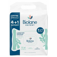 Lingettes Biolane douceur : 4+1 offert - Nettoyage peau bébé sensible