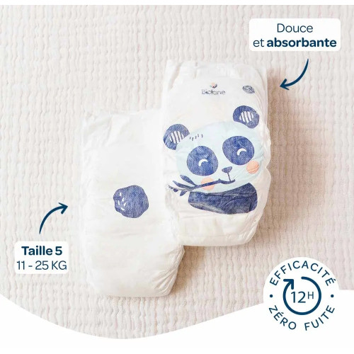 Couches Biolane T5 : 40 couches, peau sensible, 11-25 kg
