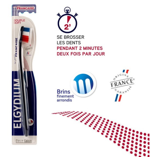 Brosse à dents Elgydium souple - Made in France, gencives sensibles