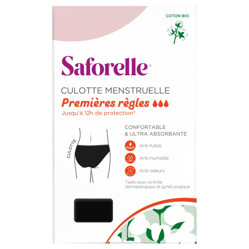 Saforelle® Culotte 1ères règles : Absorbante & anti-fuites, coton bio