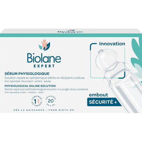 Sérum Physio Biolane Expert : Nettoyage nez & yeux bébé, 20 unidoses