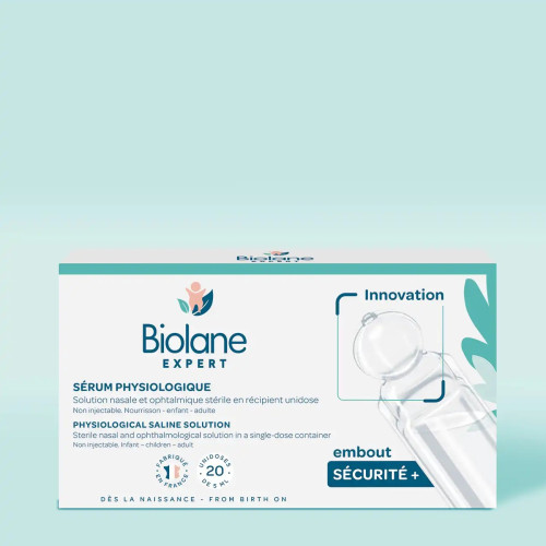Sérum Physio Biolane Expert : Nettoyage nez & yeux bébé, 20 unidoses