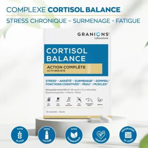 Granions Cortisol Balance : Équilibre Stress & Sommeil - 60 Cpr