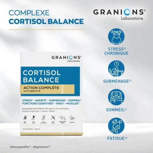 Granions Cortisol Balance : Équilibre Stress & Sommeil - 60 Cpr