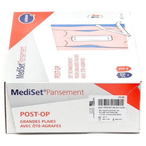 MediSet Post-Op Hartmann : Pansement Grandes Plaies avec Ôte-Agrafes