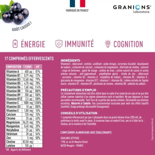 Granions Effervescent : Boost Énergie, Immunité et Concentration