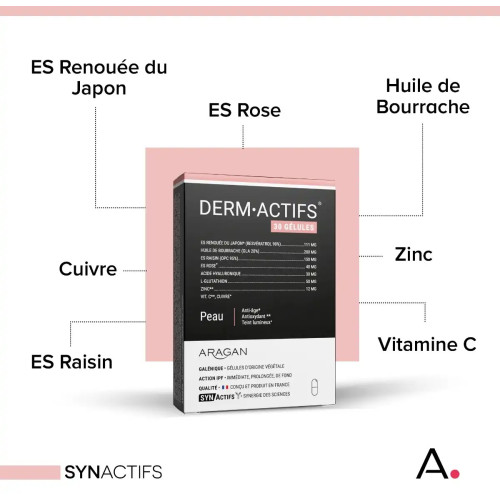 Aragan DermActifs : Jeunesse peau - 30 gélules anti-âge & éclat