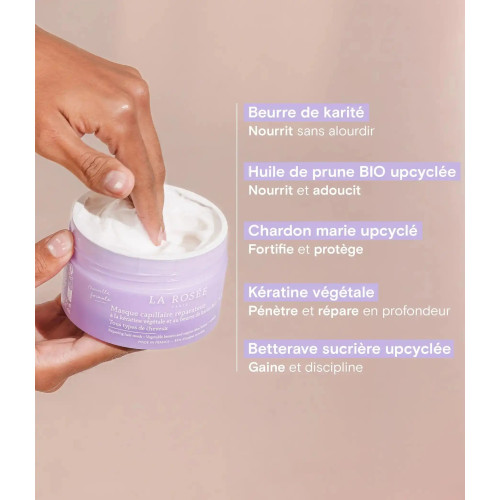 Masque Capillaire La Rosée : Réparation & Brillance - 200g Recharge