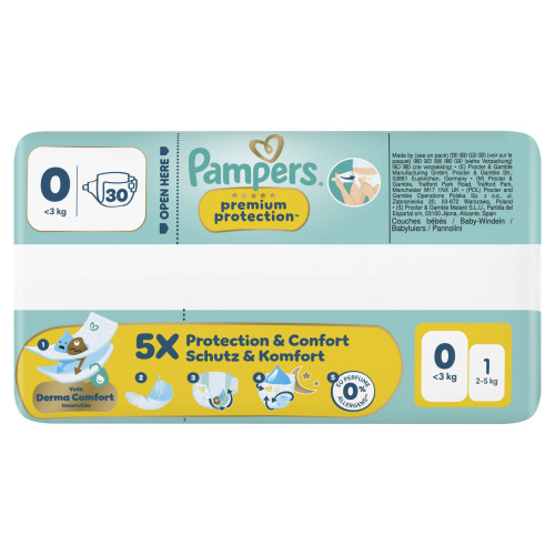 Pampers Premium Taille 0 : Protection 12h, peau ultra-douce