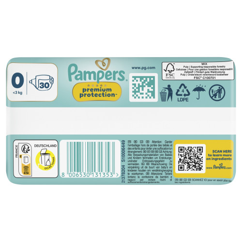 Pampers Premium Taille 0 : Protection 12h, peau ultra-douce