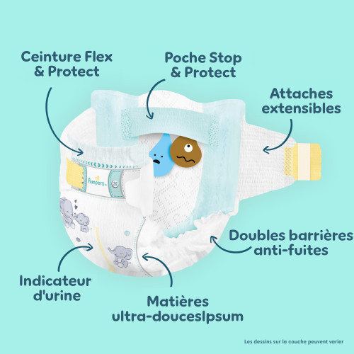 Pampers Premium Taille 0 : Protection 12h, peau ultra-douce