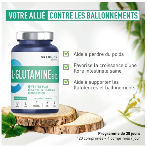 L-Glutamine 3000mg Granions : Énergie & récupération - 120 comprimés