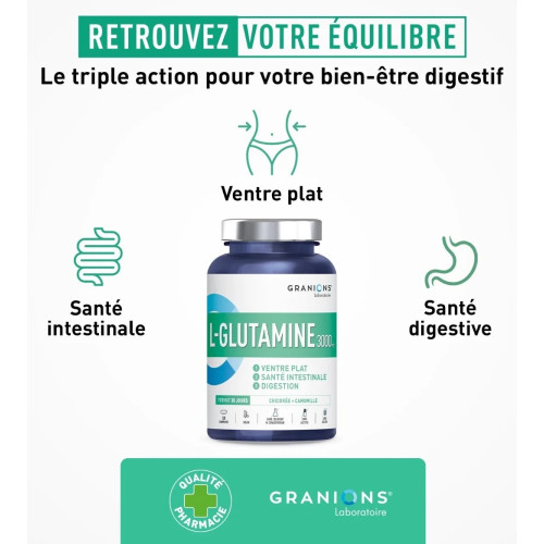 L-Glutamine 3000mg Granions : Énergie & récupération - 120 comprimés