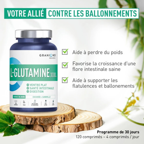L-Glutamine 3000mg Granions : Énergie & récupération - 120 comprimés