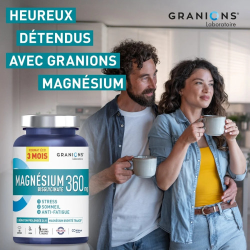 Granions Magnésium Bisglycinate 360mg - Stress Sommeil - 180 comprimés
