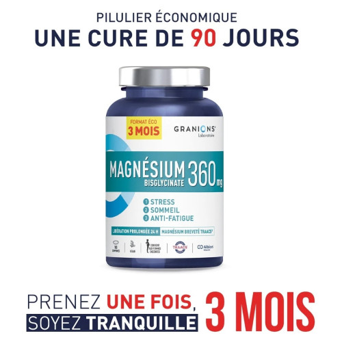 Granions Magnésium Bisglycinate 360mg - Stress Sommeil - 180 comprimés